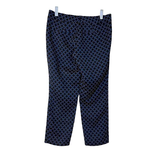 Ann Taylor Ankle Pants Devon Fit Blue Black Geometric Print Women's Size 8 - Picture 3 of 7